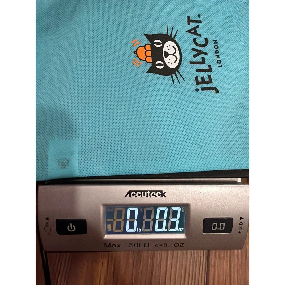 Jellycat London Blue Drawstring Gift Bag Black Cat Logo Reusable Pouch 8.5x12